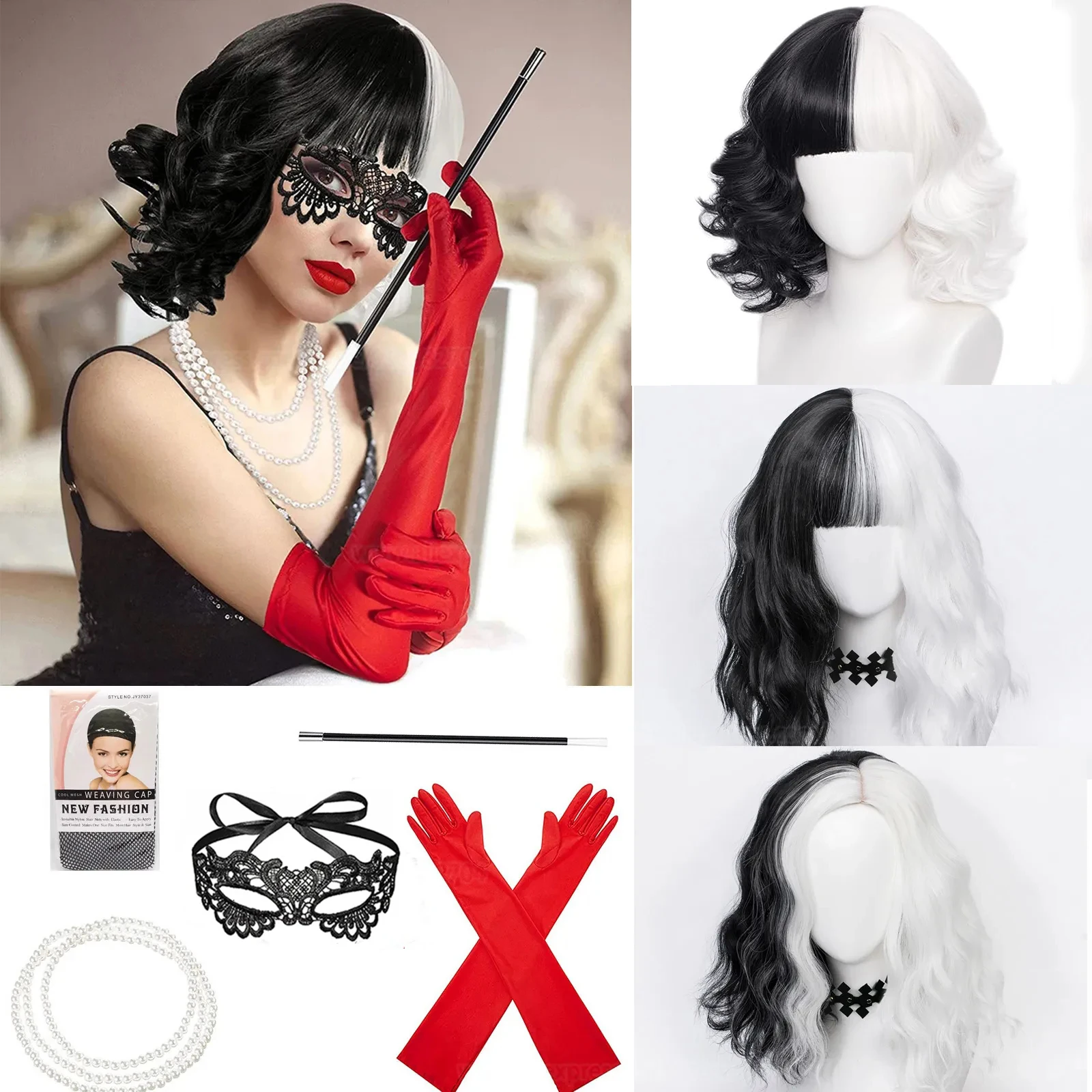 Synthetic Braided Wigs For Black Women - Парик для косплея Круэллы де Виль