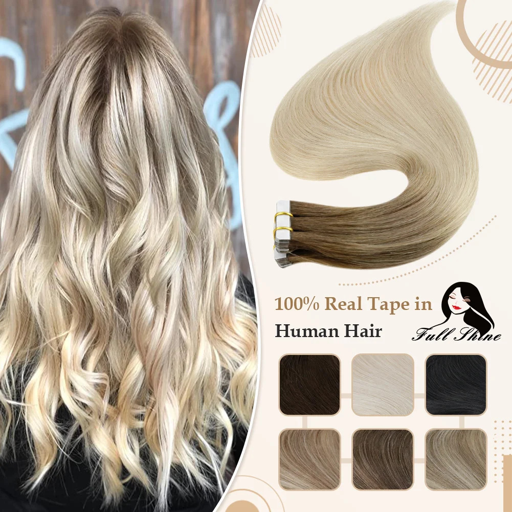 Invisible Tape In Extensions Real Hair - Полная блестящая лента Omber для наращивания