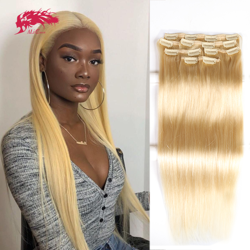 Seamless Clip In Hair Extensions Human Hair - Наращивание волос Ali Queen, 7 прядей,