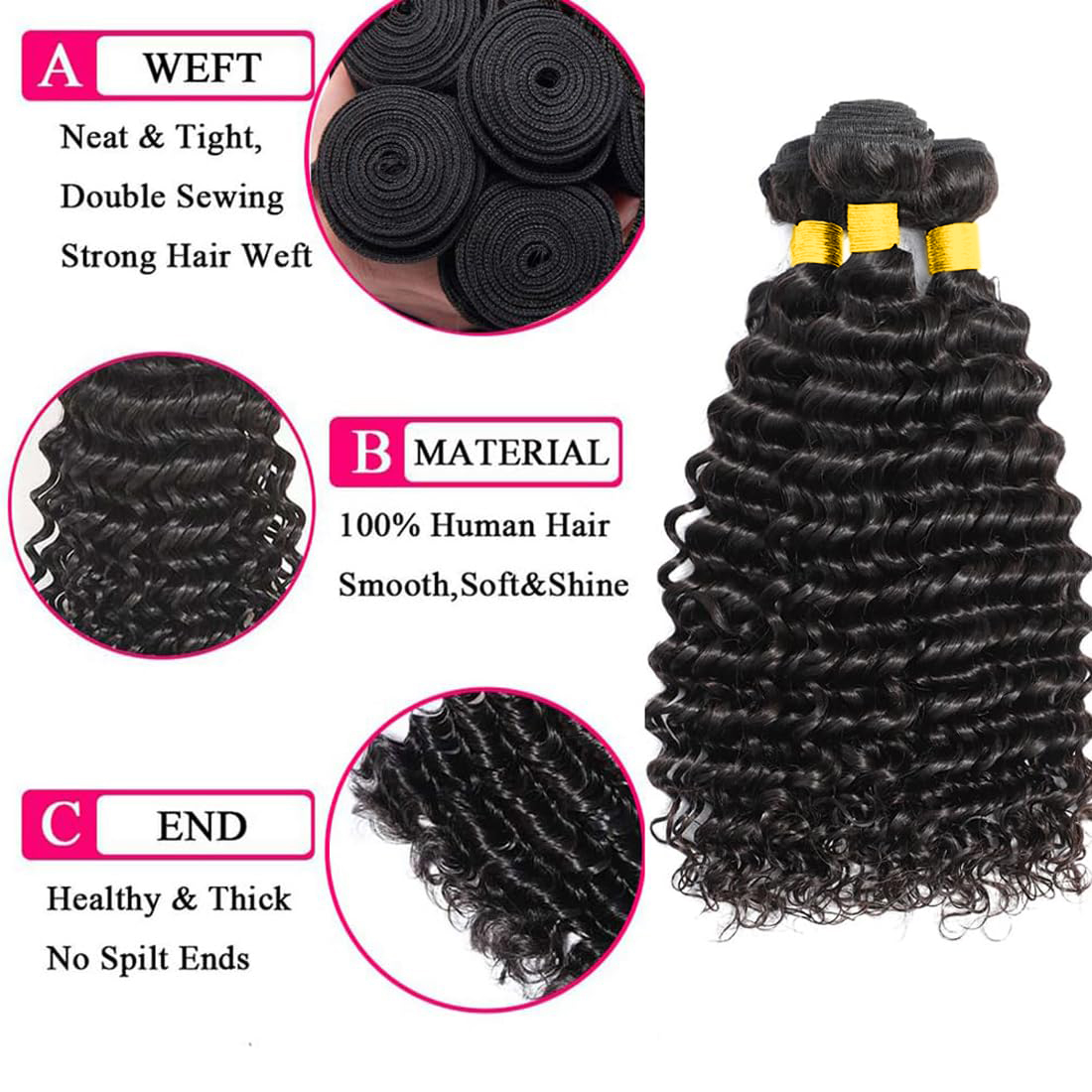 Наборы волос Deep Wave из 100% – обзор и цена Deep Wave 3 Bundles With Closure