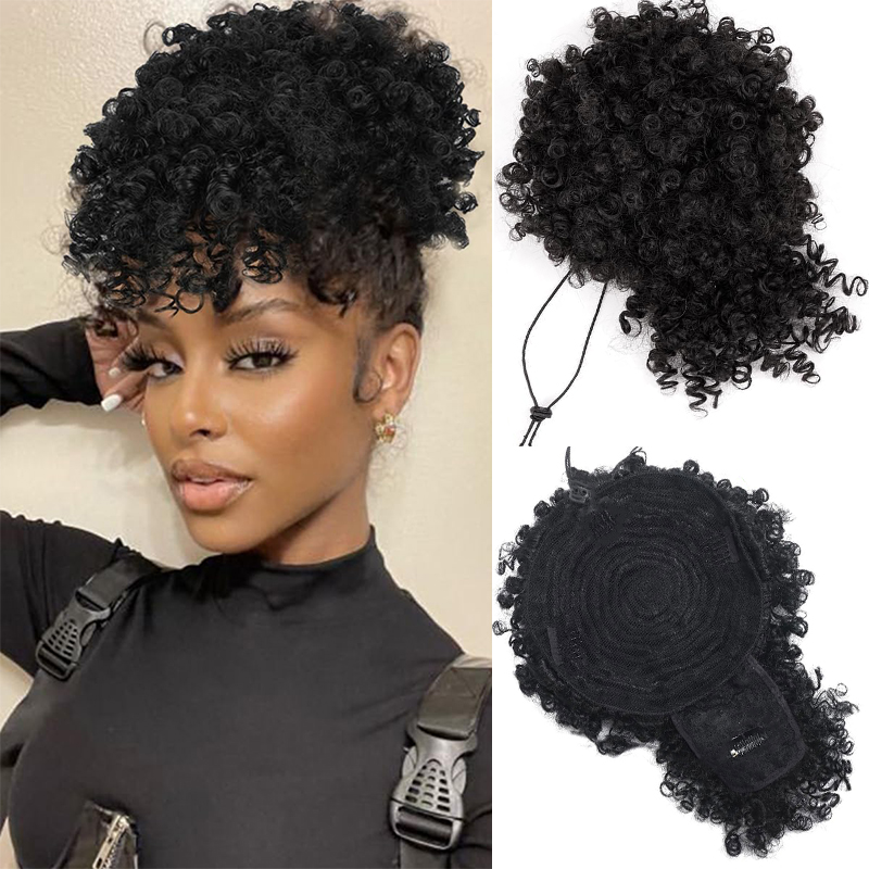 Афро-пушистые вьющиеся волосы, – обзор и цена Drawstring Afro Curly Puff Ponytail