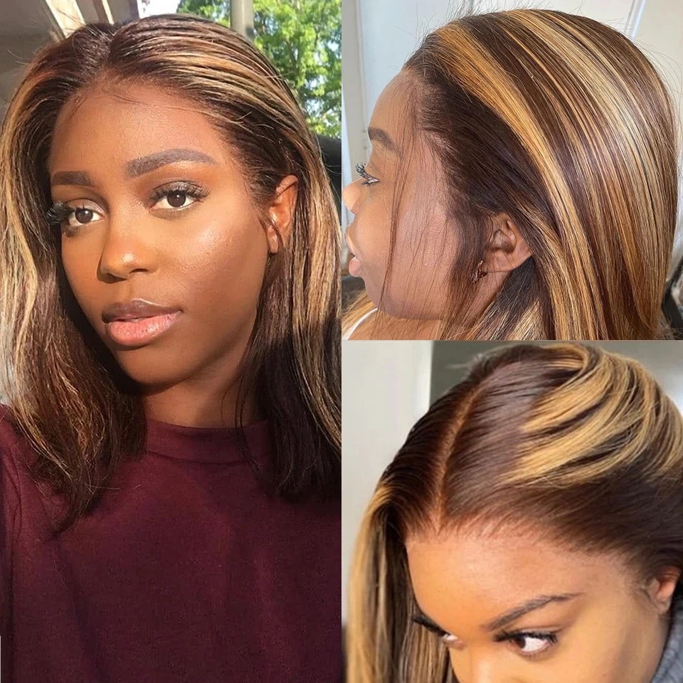 Накладные прямые парики-каре H – обзор и цена Pre Parted 13X4 Lace Front Bob Wig