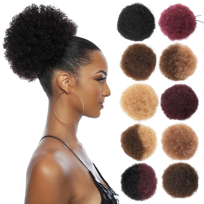 100% человеческие волосы, 8 дю – обзор и цена Drawstring Afro Curly Puff Ponytail