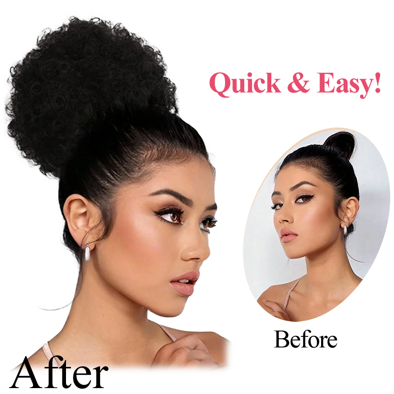 100% человеческие волосы, 8 дю – обзор и цена Drawstring Afro Curly Puff Ponytail