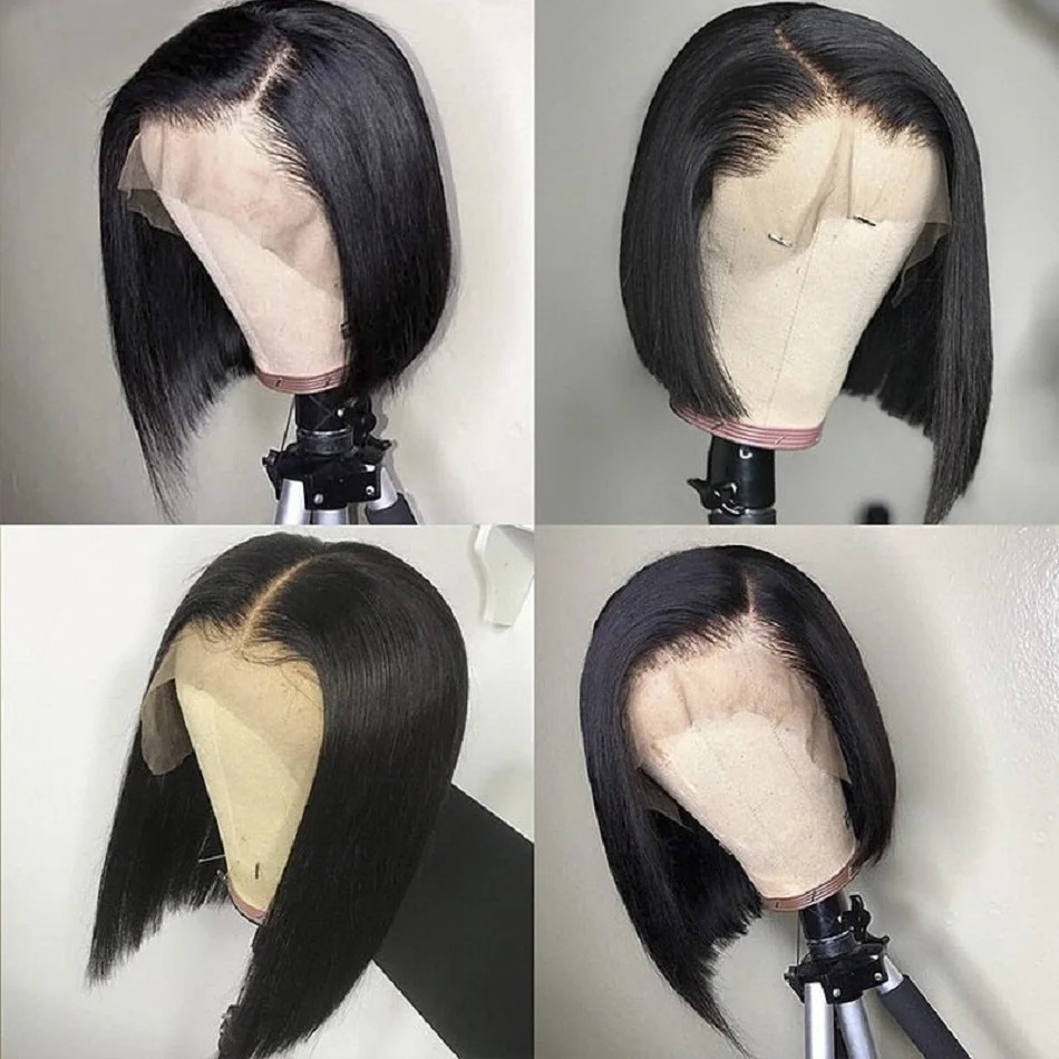 Черный короткий парик с кружев – обзор и цена Pre Parted 13X4 Lace Front Bob Wig