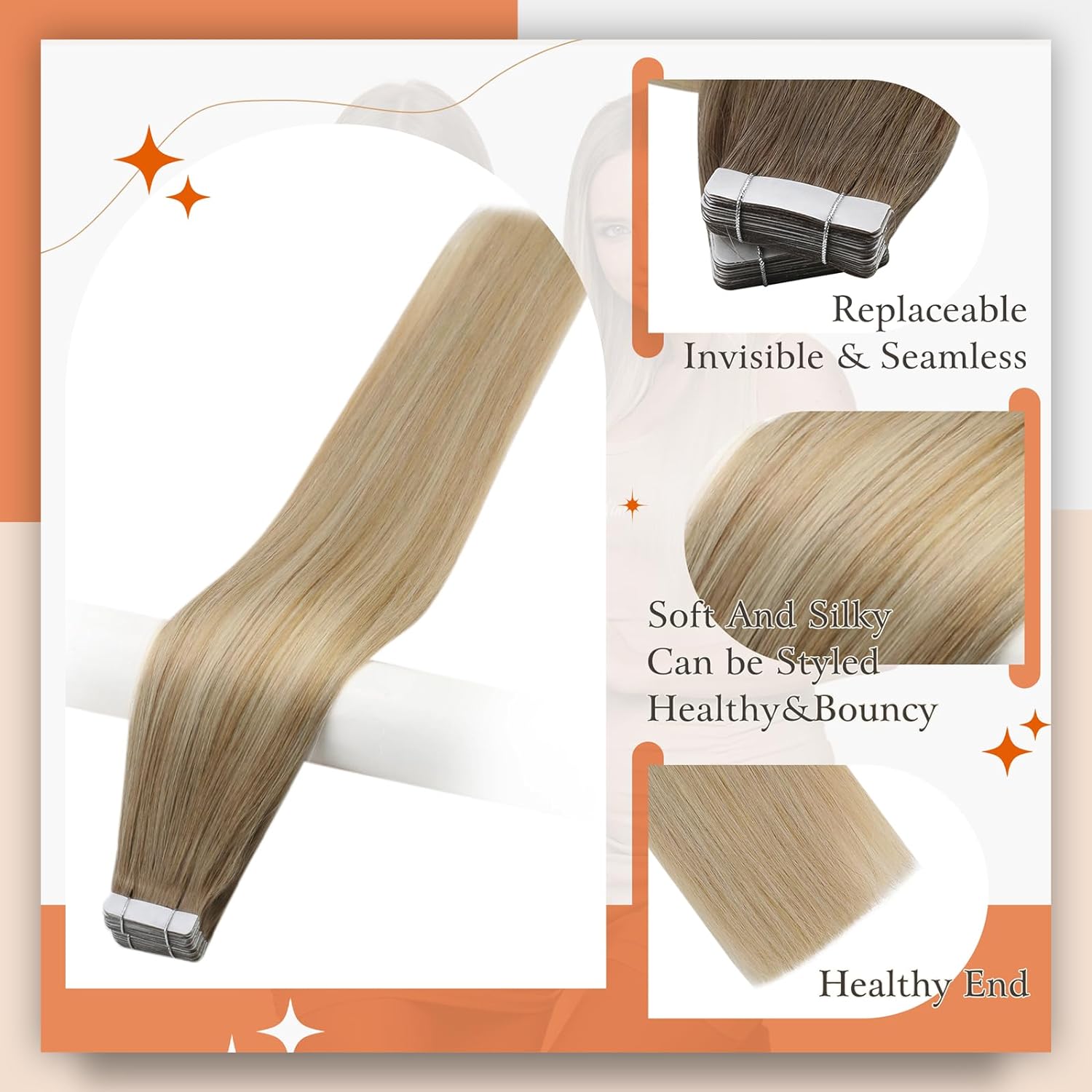 Полная блестящая лента Omber д – обзор и цена Invisible Tape In Extensions Real Hair