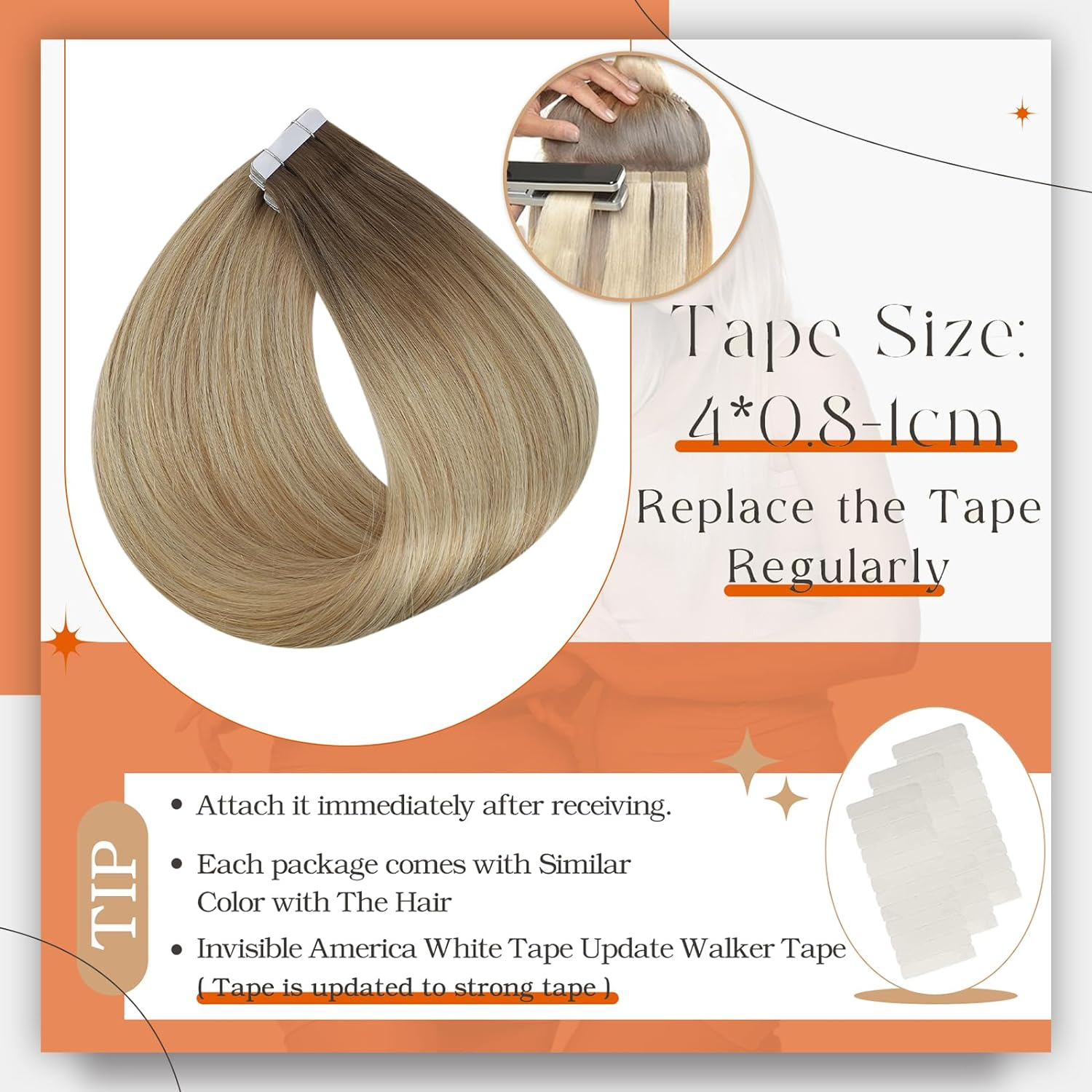 Полная блестящая лента Omber д – обзор и цена Invisible Tape In Extensions Real Hair
